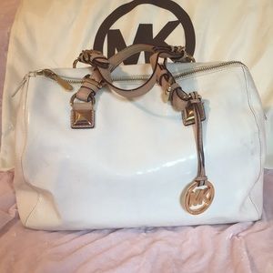 Authentic white coated large Michael Kors bag
